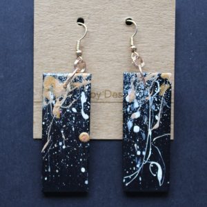 Black and gold splatter earrings